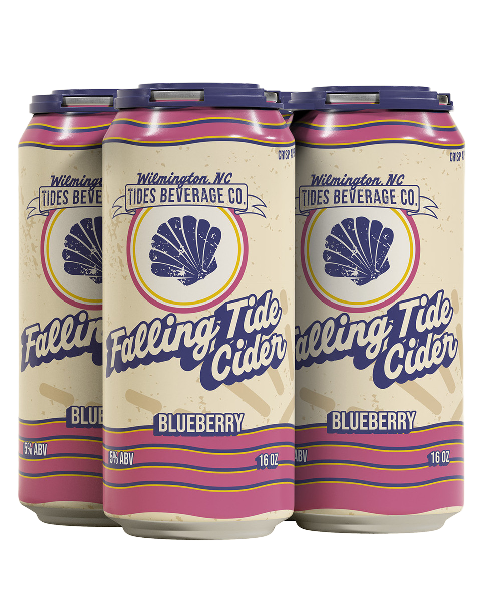 4 pack of cans, Falling Tide Hard Cider (Blueberry) 16oz,