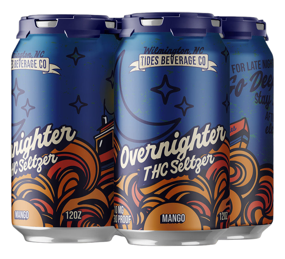 Overnighter 10mg Seltzer (Mango) 12oz, 4 pack