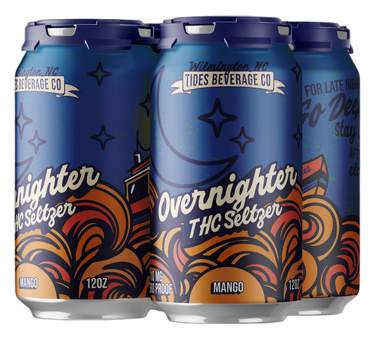 Overnighter 10mg Seltzer (Mango) 12oz, 4 pack