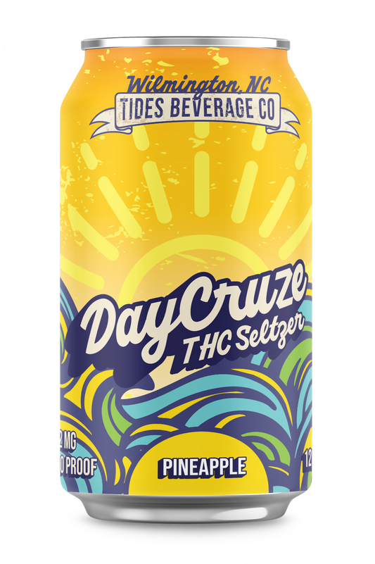 Can of DayCruze THC Seltzer Pineapple flavor from Wilmington, NC