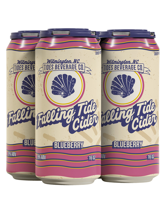4 pack of cans, Falling Tide Hard Cider (Blueberry) 16oz,