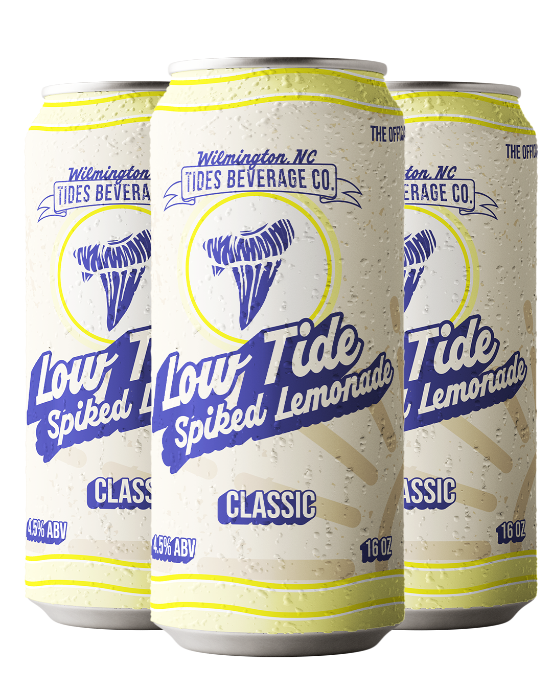 Three cans of Tides Beverage CO Low Tide Spiked Lemonade 