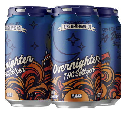 Overnighter 10mg Seltzer (Mango) 12oz, 4 pack