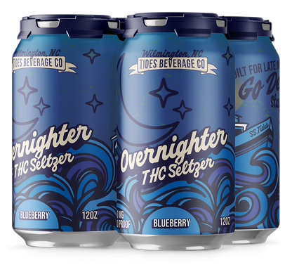 Tides Beverage blueberry overnighter thc seltzer 4 pack